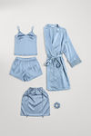 Zivame Luxe Satin 5 Pc Sleep Set - Windward Blue — thumbnail 2